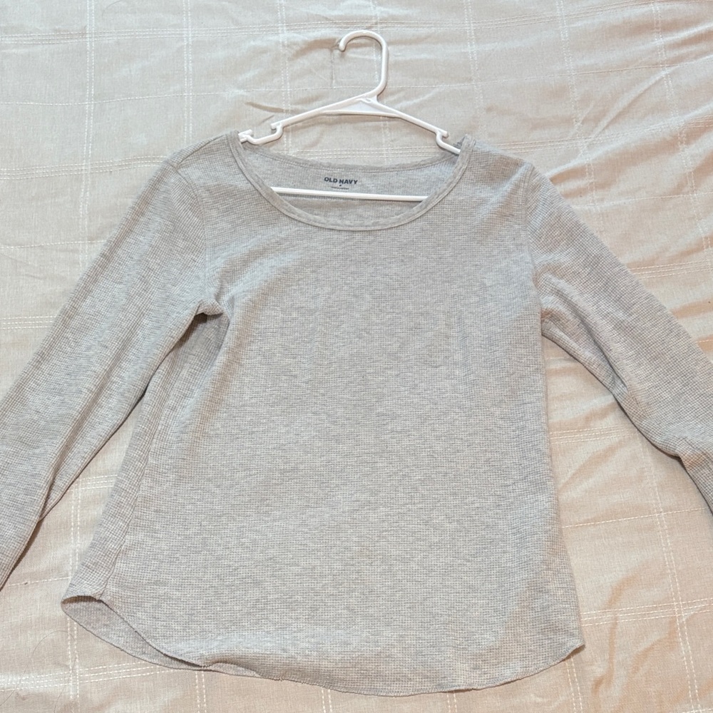 Old Navy Light Gray Ribbed Long Sleeve Tee